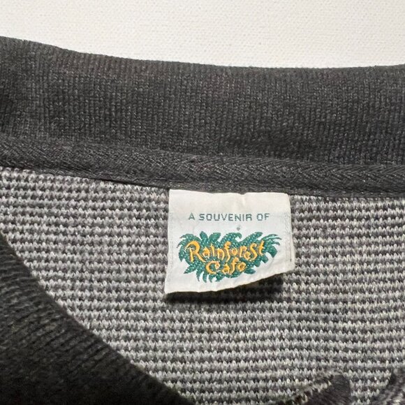 Rainforest Cafe Vintage Long Sleeve Polo Shirt Sweater Gray Men's size Large - Picture 5 of 7